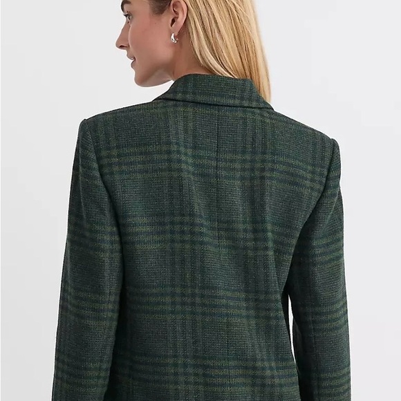 LOFT Dark Green Plaid Blazer - Picture 2 of 5